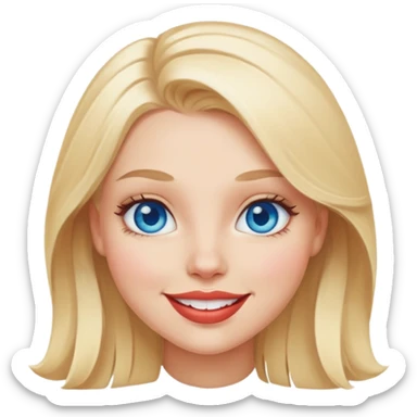 smiling blonde girl portrait blue eyes big lips sticker