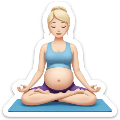 Pregnant white woman doing yoga sticker