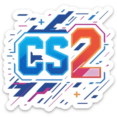 CS2 logo in a futuristic style, sharp lines and digital effects, emphasizing the '2' in the design, suitable for a competitive gaming team sticker