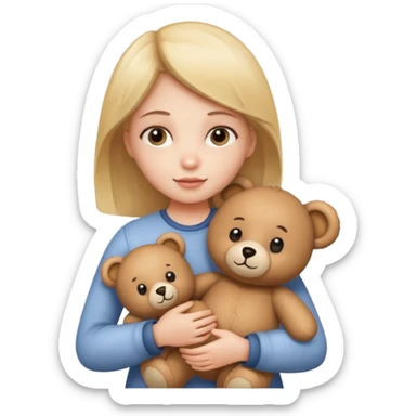 A girl with fair color and teddy bear in her hand sticker