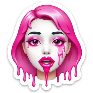 White paint dripping from mouth with hot pink ombre glossy lips sticker