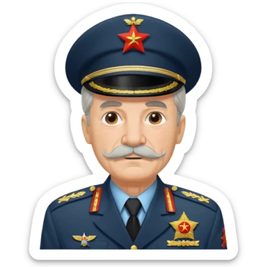 USSR general, big mustache, gray hair and wrinkles sticker