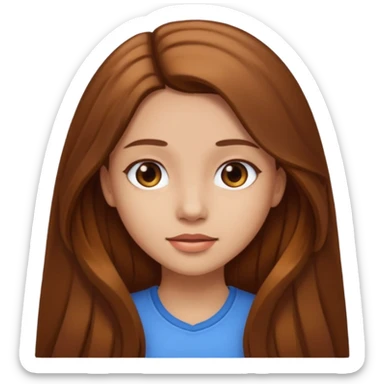 Girl with brown long hair and brown hair light skin sticker