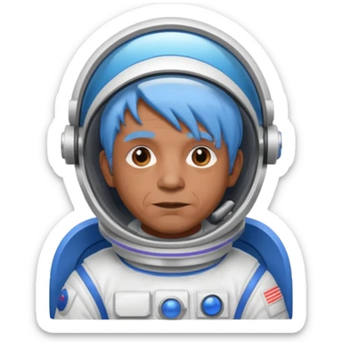 old man, brown skin astronaut with blue hair sticker