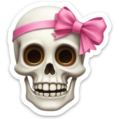 Skeleton with pink bow on head sticker