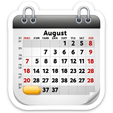 Emoji of calendar page for August 18 sticker