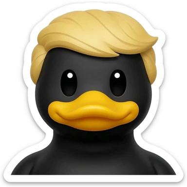 donald trump with duck nose (yellow),and black skin like duck sticker