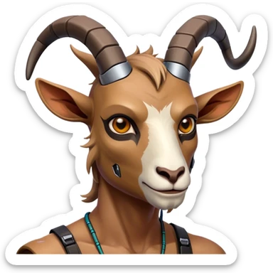Cyberpunk Goat(Ram) man 2/3 veiw sticker