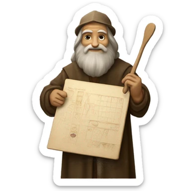 leonardo da Vinci holding an artist's palette sticker
