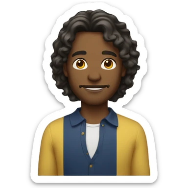 half English and half Jamaican man with shoulder length wavy hair sticker