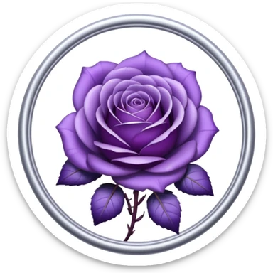 Purple shadow rose silver circle plaque sticker