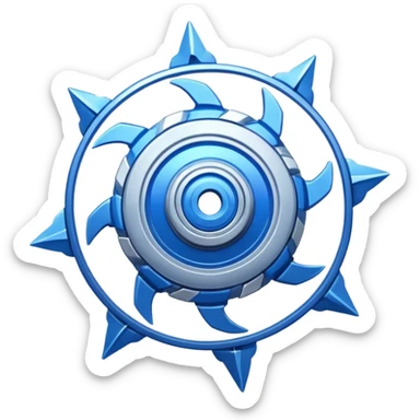 A blue Beyblade with 3 pointed blades like Victory Valtryek sticker