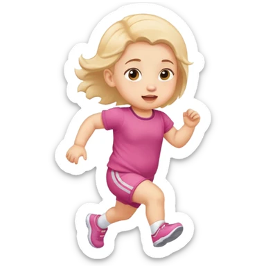 running 1 year old girl baby sticker