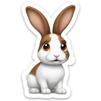 White and brown bunny  sticker