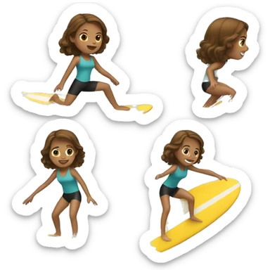 A brown haired girl Surfing  sticker