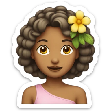 girl with flower head slightly tan sticker