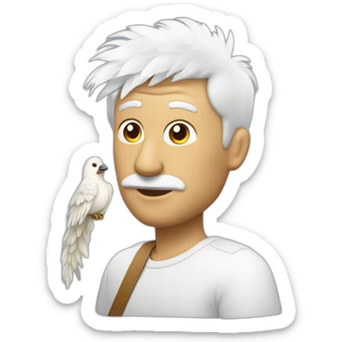 Un homme mi-humain mi-oiseau a plumes blanches  sticker