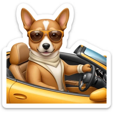Cane con gli occhiali da sole in una supercar decappottabile  sticker