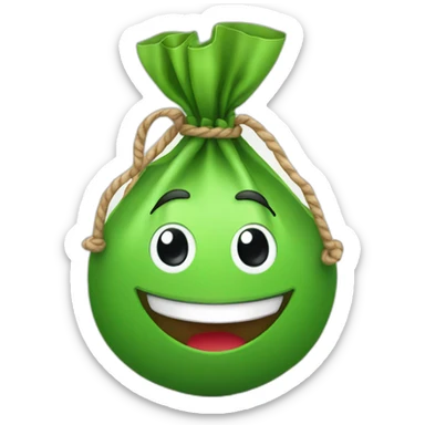 smiling green moneybag sticker