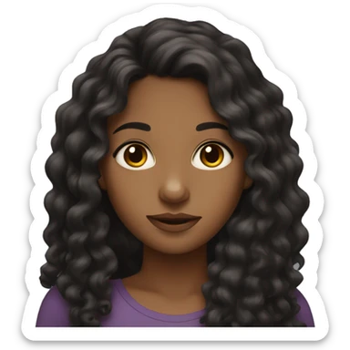 Brown girl with long curly black hair and brown eyes sticker
