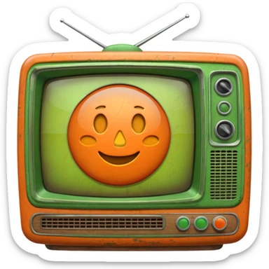 ancienne telévision orange et verte sticker