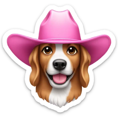 Dog wearing a pink cowgirl hat sticker