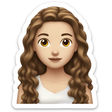 White girl with long brown hair sticker