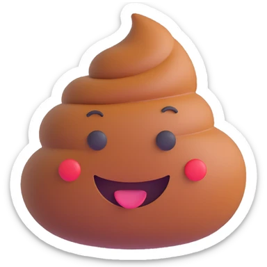 five dots arranged like misen.com logo, central dot as a smiling poop emoji face, modern friendly clean style sticker