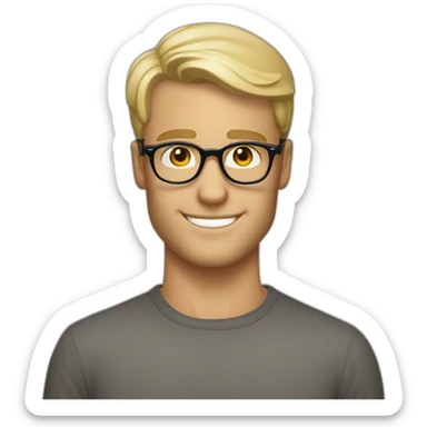 Handsome Flirty blond man with short hair and persol glasses winky face sticker