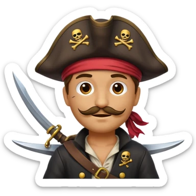 create an emoji of pirate capitan on the bow of the ship in epic posture, pirate style sticker