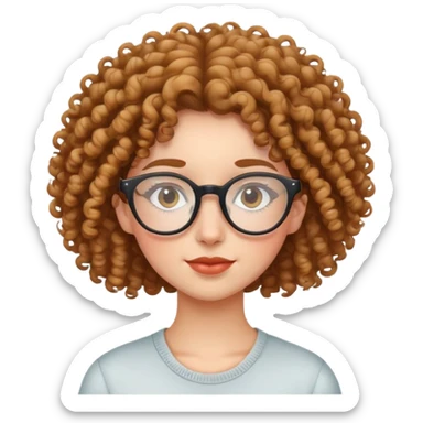 curly haired girl in glasses sticker