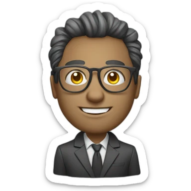 Cool white guy with rimless glasses and long hair successful management consultant sticker