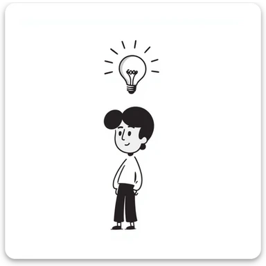 hand-drawn doodle of a person with a lightbulb above their head sticker