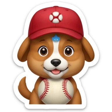 baseball hatted dog sticker