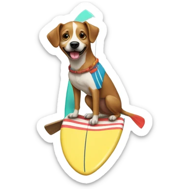 dog with a tutú in a surfing board sticker