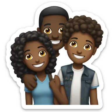 happy group of 2 black girls 1 black guy sticker