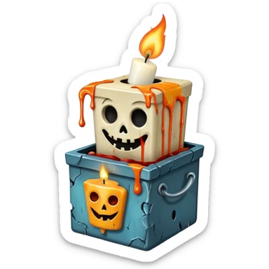 Scary jack in the box with melting candle sticker