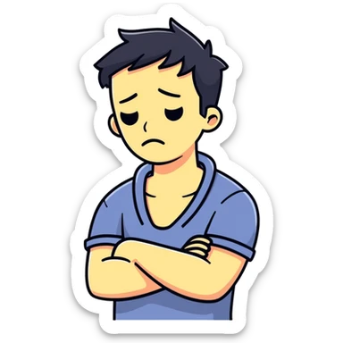 Arms crossed holding neck frustrated  sticker