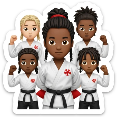 karate kids, black skin, dreadlocks sticker
