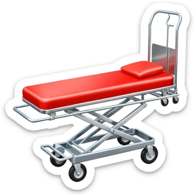 An open-back stretcher trolley being loaded into the ambulance bay.
 sticker