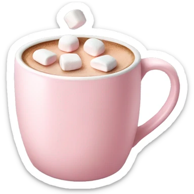 Light Pink mug of hot chocolate with marshmallows  sticker