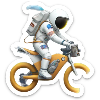 Astronaut riding a bike through a time portal  sticker