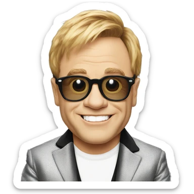 elton john looking at a website sticker