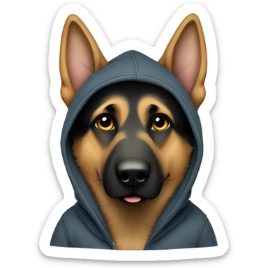 german shepherd wearing a hoodie sticker