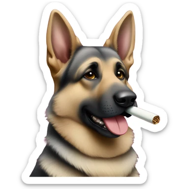 Silver German shepherd smoking joint  sticker
