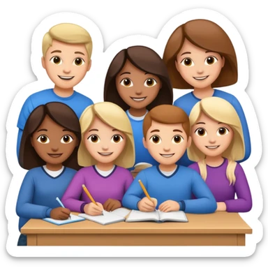 group of students helping each other with homework sticker