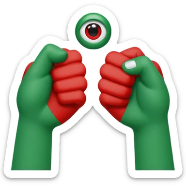 W or L has the appearance of two letters that are combined together, or next to each other. An eye is plastered on each letter, and are attached to legs. The W is green, while the L is red. W’s hand is curled tightly into a fist, and L’s hand is posed in an “L” shape. sticker