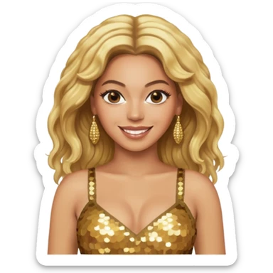 Beyonce with blonde hair, gold sequin crop top  sticker