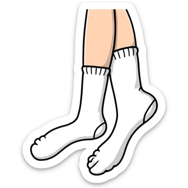 female feet wearing white cotton socks viewed from underneath showing the soles sticker
