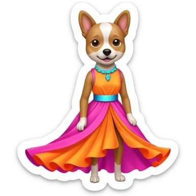 DOG wearring neon fashion dress sticker